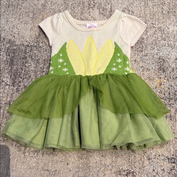 Disney Other - Disney Cream and Green Floral Kids Dress